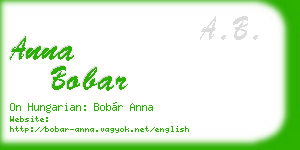 anna bobar business card